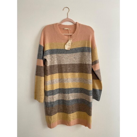 Hem & Thread Dresses & Skirts - NWT Hem & Thread Striped Long Sleeve Multi-Color Striped Sweater Dress Size M
